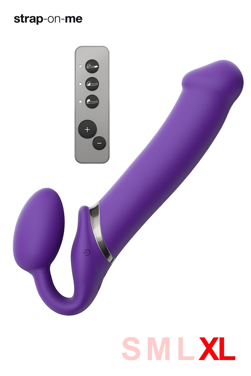 Gode Strap On Me vibrant sans harnais, coloris violet, taille XL