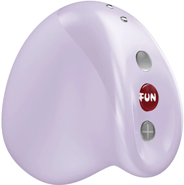 Stimulateur clitoridien Fun Factory en silicone médical violet avec design compact et boutons intuitifs vu de côté