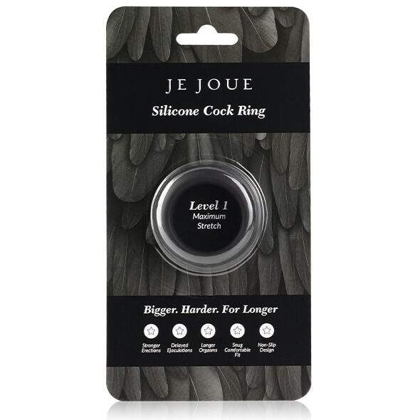 Emballage noir de l'anneau pénien en silicone extensible JE JOUE
