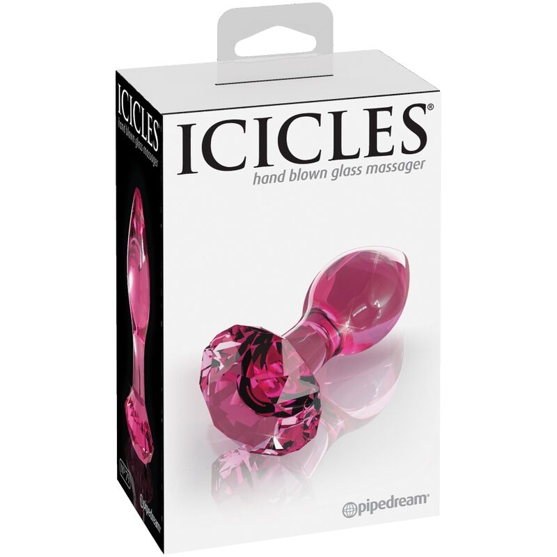 plug anal verre icicles pipedream rose design bijou masseur verre packaging