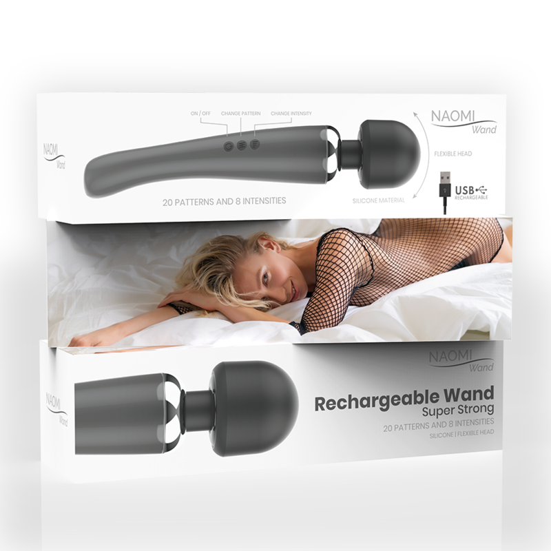 Vibromasseur Wand - "Naomi "- Noir - Naturel Ethique