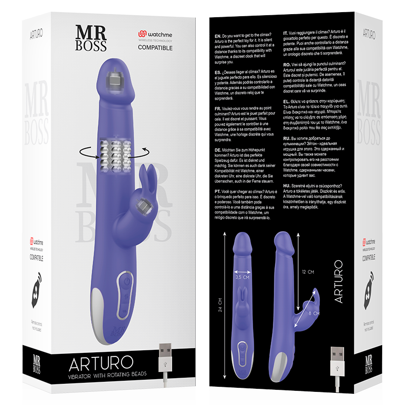 MR BOSS - VIBRATEUR ET ROTATEUR ARTURO COMPATIBLE AVEC LA TECHNOLOGIE SANS FIL WATCHME - Naturel Ethique