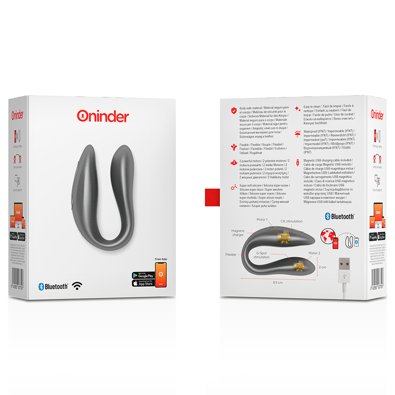 ONINDER - LISBOA G-SPOT & CLITORAL STIMULATEUR NOIR - APPLICATION GRATUITE - Naturel Ethique