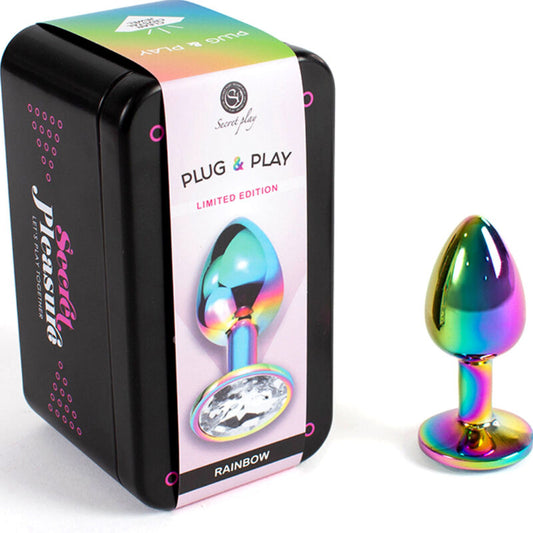 SECRETPLAY - PLUG ANAL EN MÉTAL ARC-EN-CIEL PETITE TAILLE 7 CM - Naturel Ethique