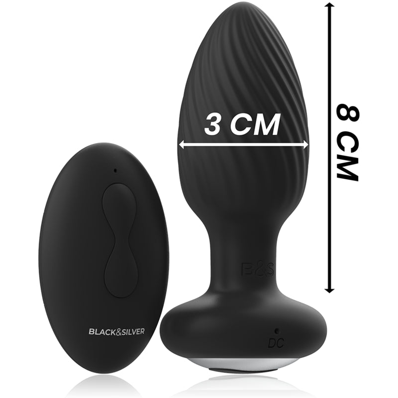 BLACK&SILVER - TÉLÉCOMMANDE DU ROTATEUR ANAL EN SILICONE WELLS PLUG - Naturel Ethique