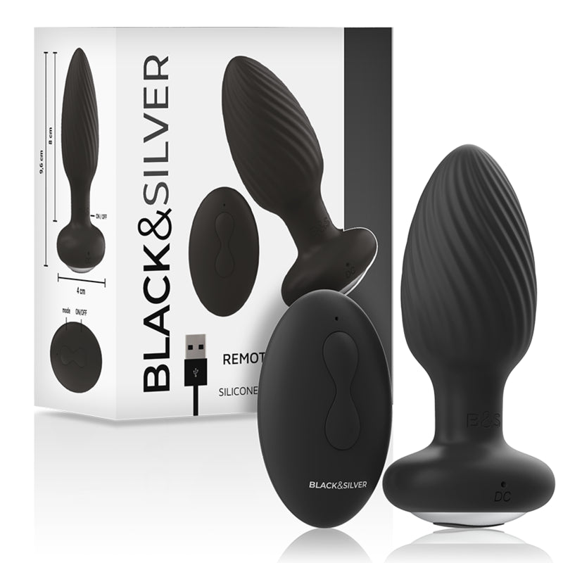 BLACK&SILVER - TÉLÉCOMMANDE DU ROTATEUR ANAL EN SILICONE WELLS PLUG - Naturel Ethique