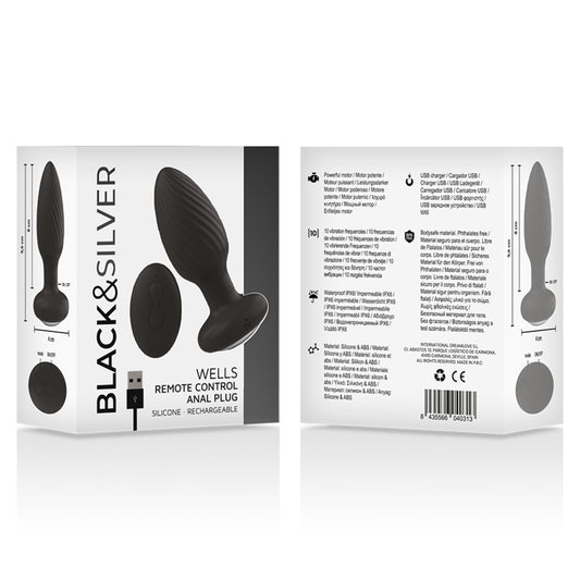 BLACK&SILVER - TÉLÉCOMMANDE DU ROTATEUR ANAL EN SILICONE WELLS PLUG - Naturel Ethique