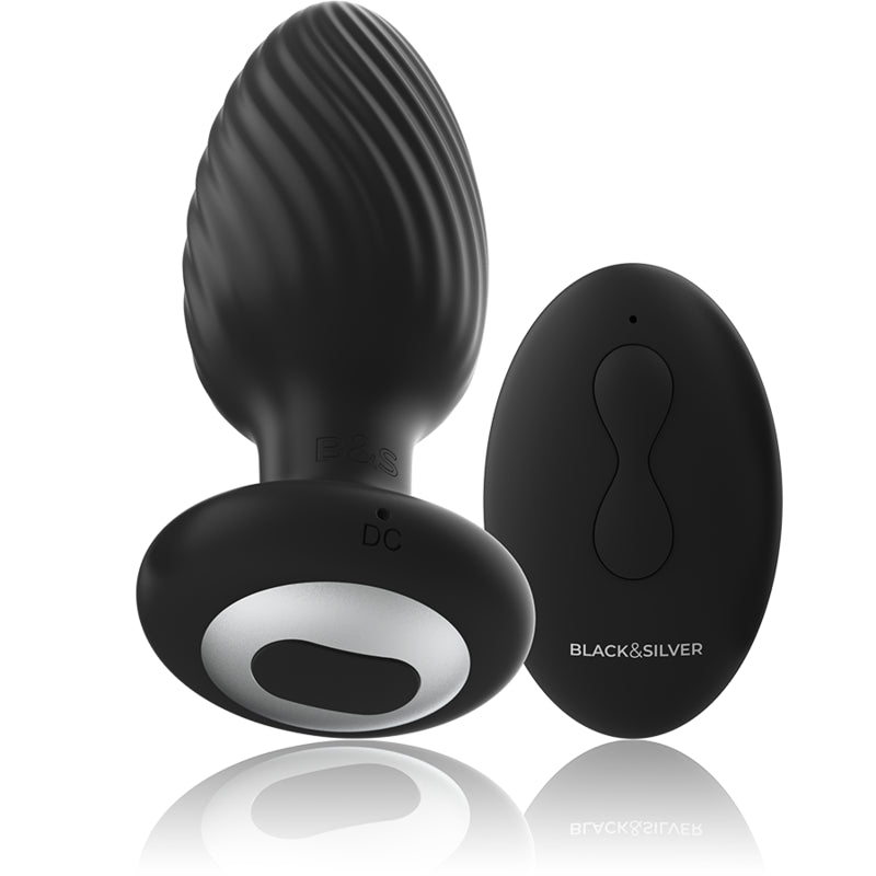 BLACK&SILVER - TÉLÉCOMMANDE DU ROTATEUR ANAL EN SILICONE WELLS PLUG - Naturel Ethique