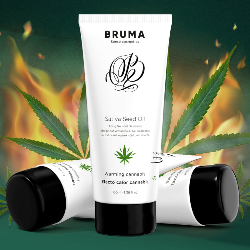 BRUMA - HUILE DE GRAINES DE SATIVA GEL GLISSANT RÉCHAUFFANT SAVEUR DE CANNABIS 100 ML - Naturel Ethique