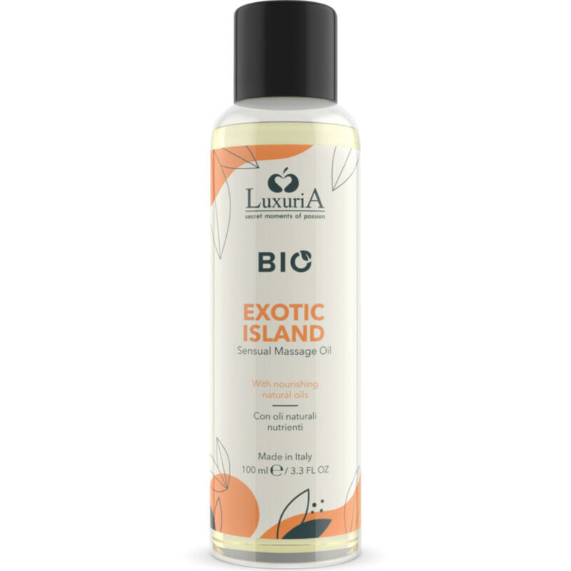 Flacon d'huile de massage Exotic Island de Luxuria Bio 100ml