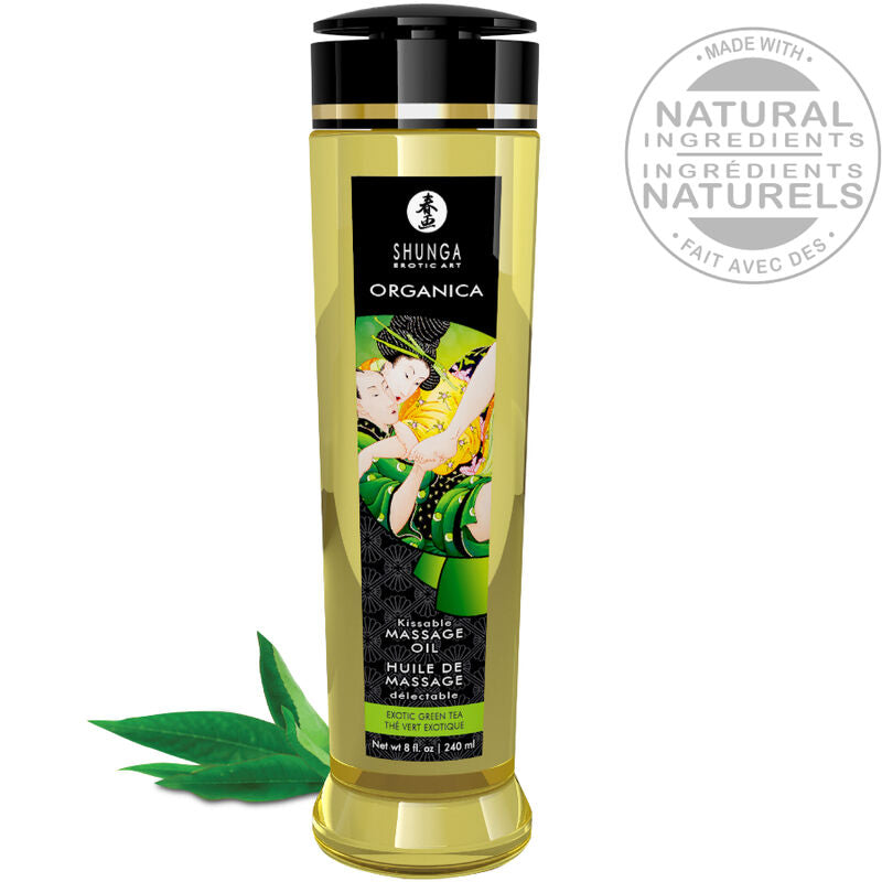 Huile de massage Shunga Organica thé vert exotique 240ml – ingrédients naturels