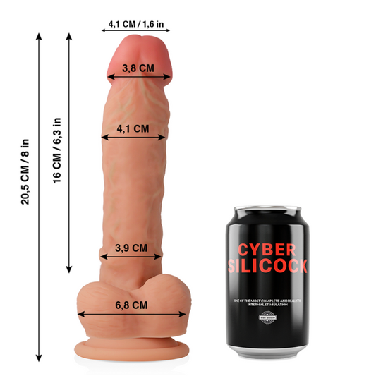 CYBER SILICOCK - DONG EN SILICONE LIQUIDE DOUX ULTRA RÉALISTE 20.5 CM -O- 4.1 CM - Naturel Ethique
