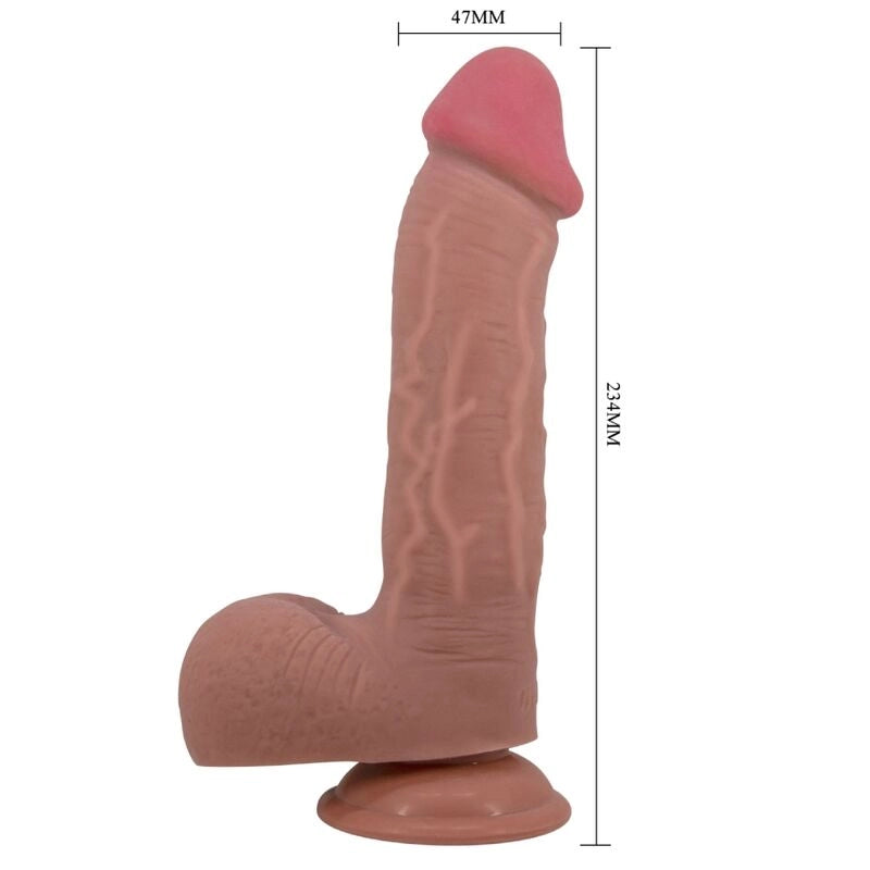 PRETTY LOVE - SÉRIE SLIDING SKIN GODE RÉALISTE AVEC VENTOUSE SLIDING SKIN MARRON 23,4 CM - Naturel Ethique