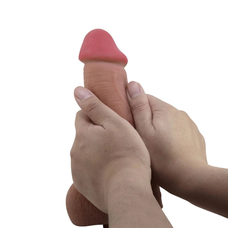 PRETTY LOVE - SÉRIE SLIDING SKIN GODE RÉALISTE AVEC VENTOUSE SLIDING SKIN MARRON 23,4 CM - Naturel Ethique