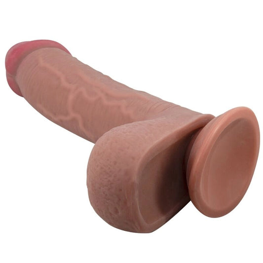 PRETTY LOVE - SÉRIE SLIDING SKIN GODE RÉALISTE AVEC VENTOUSE SLIDING SKIN MARRON 23,4 CM - Naturel Ethique