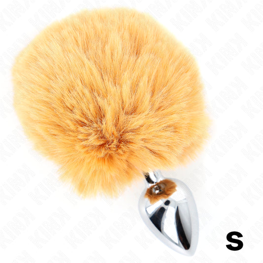 KINK - BOUCHON EN ACIER INOXYDABLE 7 x 3 CM AVEC QUEUE DE LAPIN EN FAUSSE FOURRURE BEIGE 8 CM - Naturel Ethique