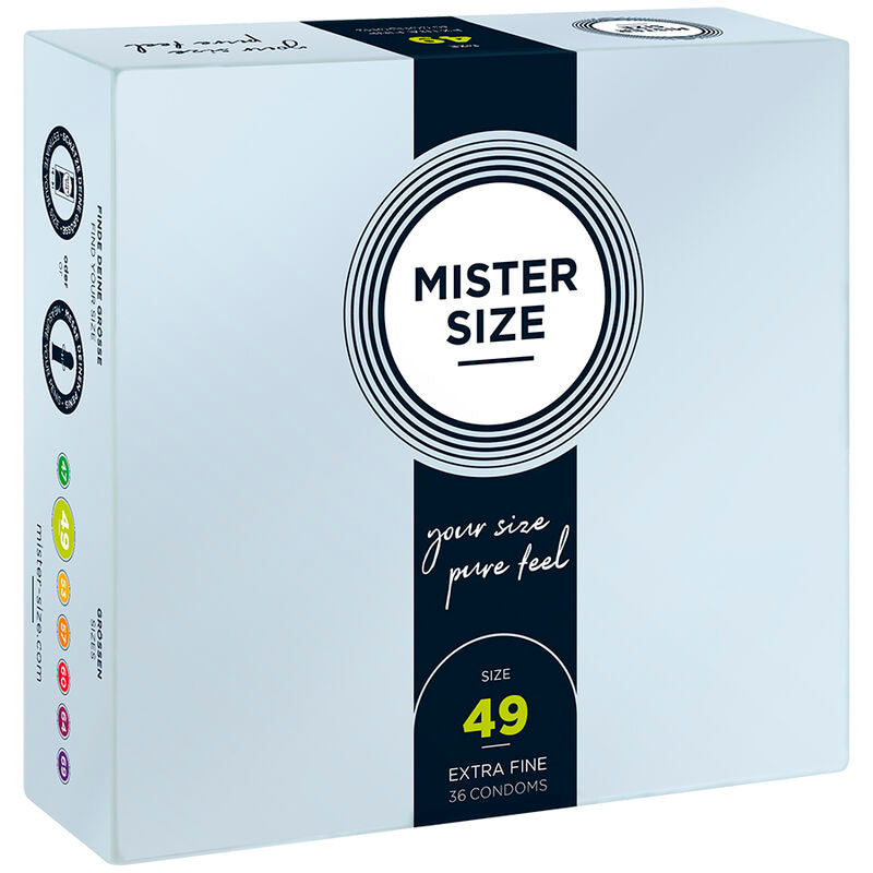 Boîte de 36 préservatifs Mister Size taille 49 mm de largeur nominale