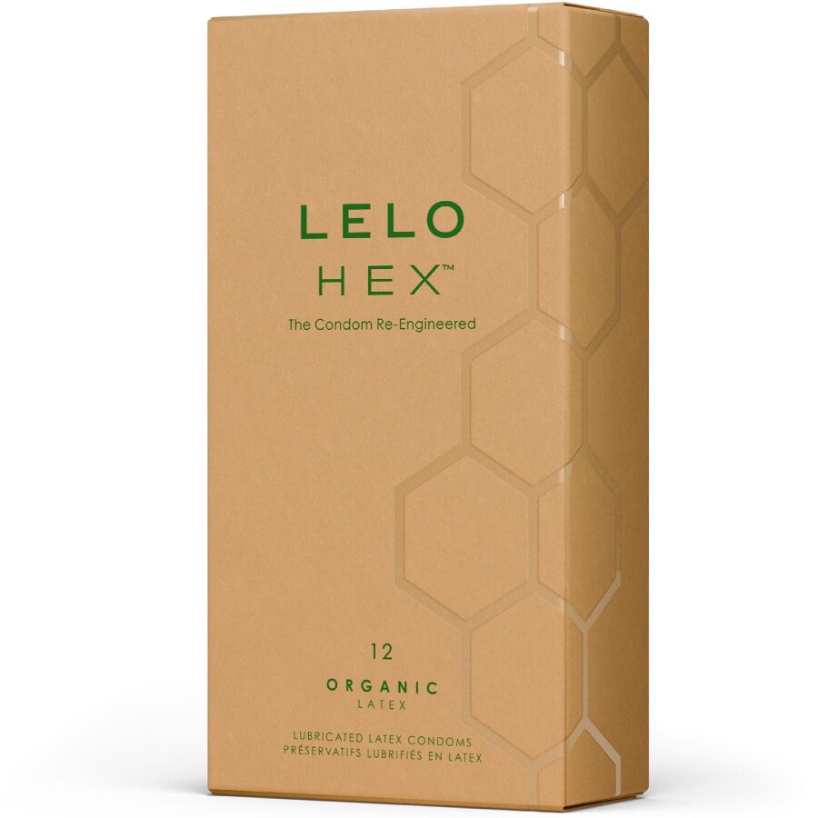 Boîte rectangulaire marron LELO HEX avec motif hexagonal discret