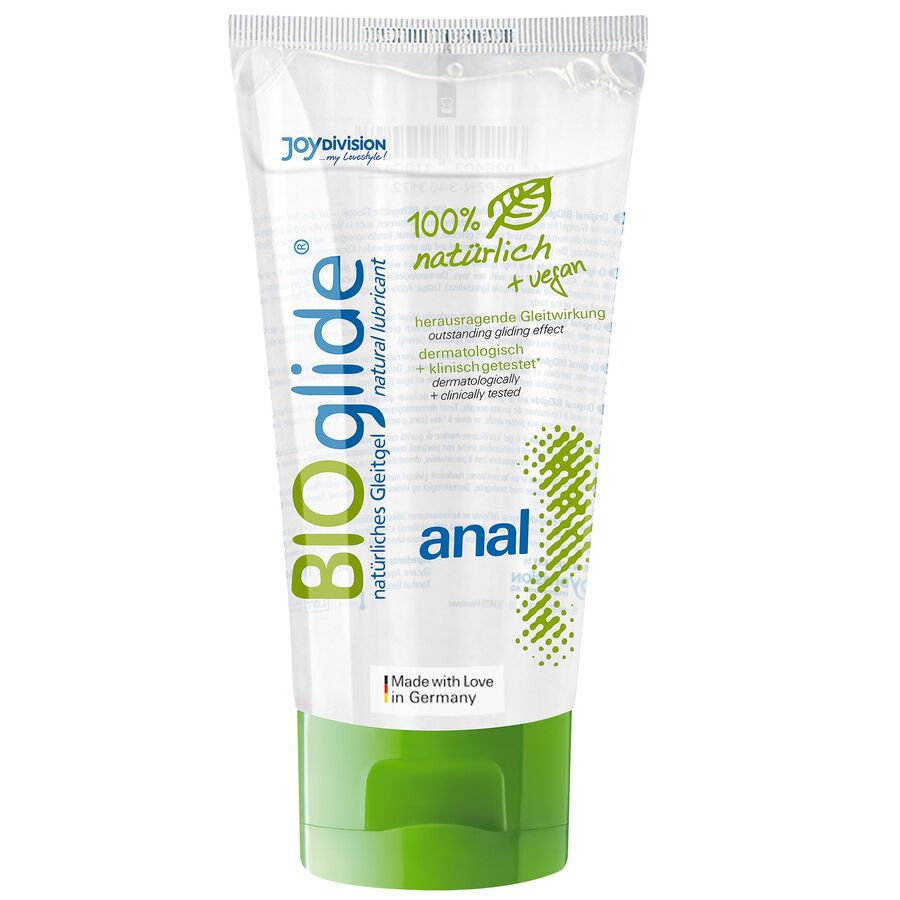Tube de lubrifiant BIOglide anal texture fluide emballage vert clair
