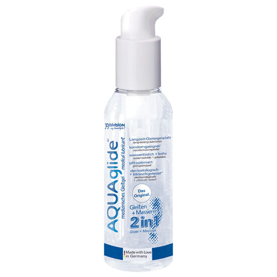 Flacon pompe AQUAglide Original 2 en 1, lubrifiant neutre et gel de massage à base d'eau, 125 ml