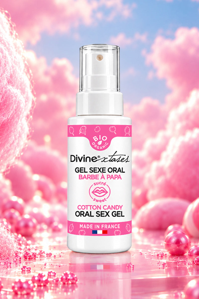 Gel sexe oral Divinextases arôme barbe à papa, lubrifiant goût sucré embrassable