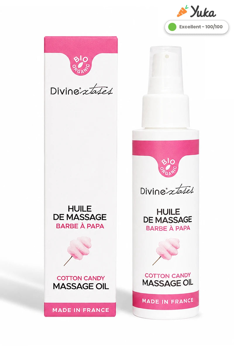 Lubrifiant bio parfumé barbe à papa Divinextases made in France — arôme naturel comestible sucré à la stévia flacon 100ml