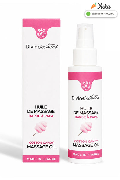 Lubrifiant bio parfumé barbe à papa Divinextases made in France — arôme naturel comestible sucré à la stévia flacon 100ml