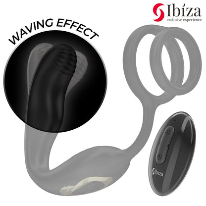 Anneau vibrant Ibiza avec effet de mouvement et stimulateur prostatique télécommandé