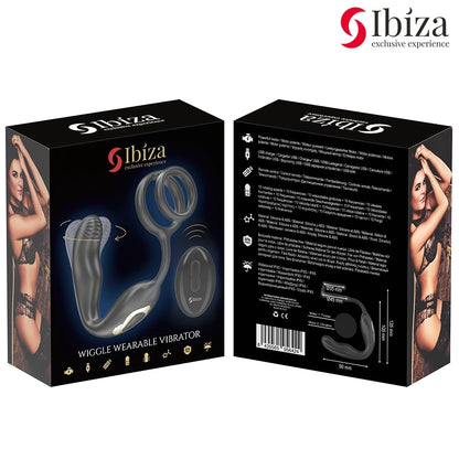 Emballage Ibiza Wiggle wearable vibrator avec anneau pénien et stimulation prostatique avec descriptions 