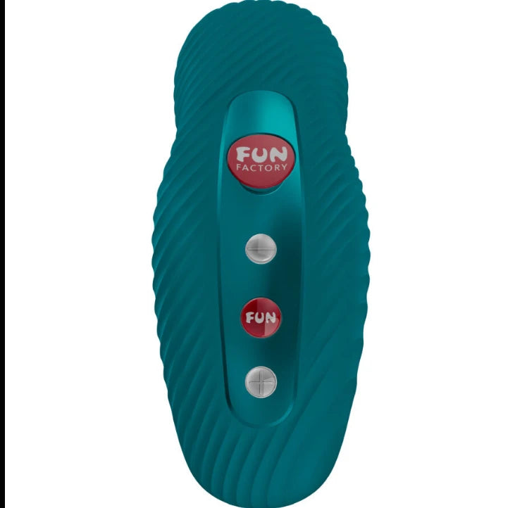 Vibromasseur Fun Factory turquoise design ergonomique pour stimulation intense vu de face