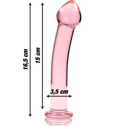 Gode 16 cm rose en verre – dimensions longueur et diamètre