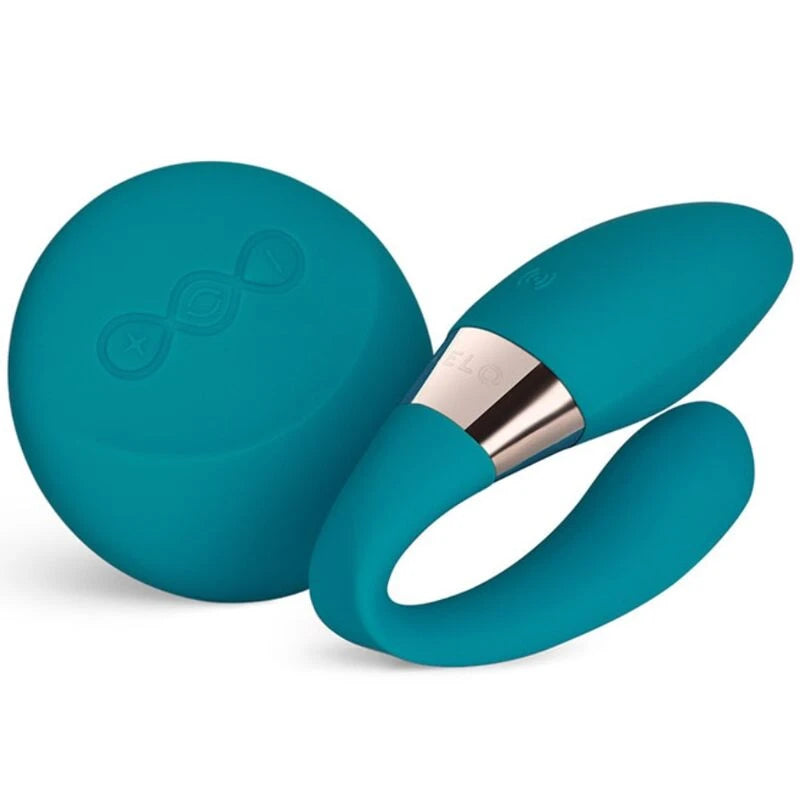 Vibromasseur LELO bleu haut de gamme en silicone doux avec design ergonomique et boîtier de recharge design