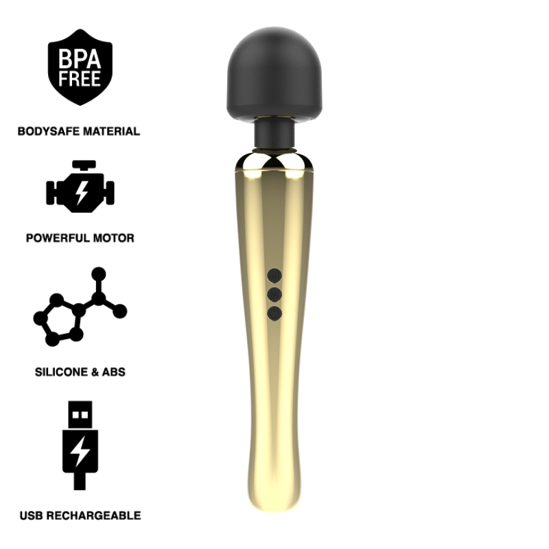 Vibromasseur Wand-" Naomi" doré - Naturel Ethique