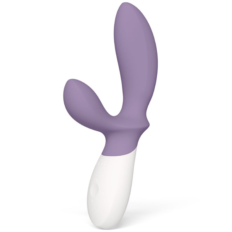 Vibromasseur LELO en silicone violet avec poignée blanche et double stimulation
