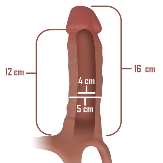 Dimensions gode creux en silicone pour strap-on avec longueur 16 cm, insertable 12 cm et diamètre 4 à 5 cm 