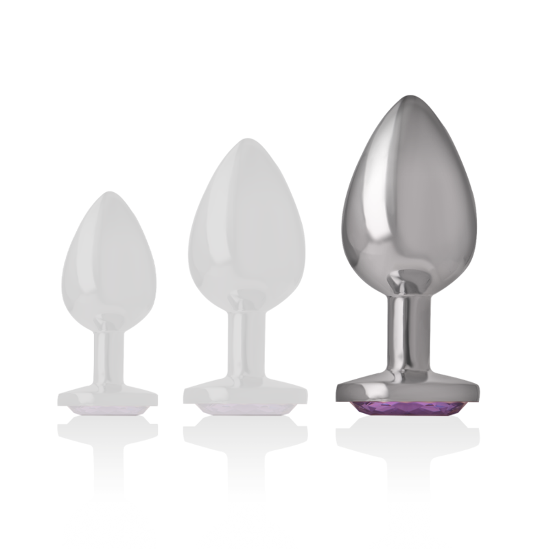 Long plug anal en métal – design élégant avec base bijou vu sous plusieurs tailles