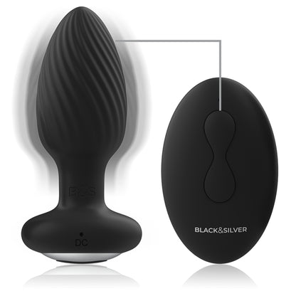 BLACK&SILVER - TÉLÉCOMMANDE DU ROTATEUR ANAL EN SILICONE WELLS PLUG - Naturel Ethique