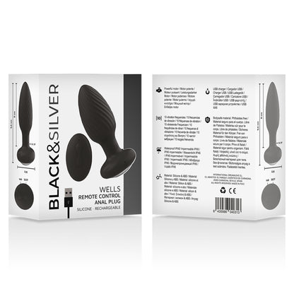BLACK&SILVER - TÉLÉCOMMANDE DU ROTATEUR ANAL EN SILICONE WELLS PLUG - Naturel Ethique