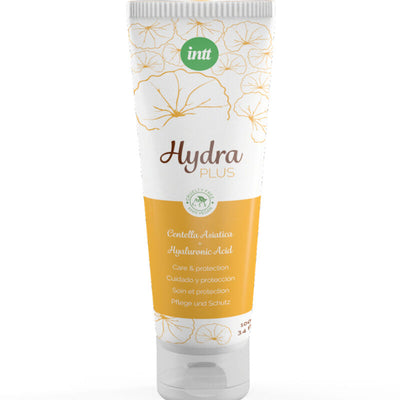 Tube de gel lubrifiant intime Intt Hydra à l’acide hyaluronique packaging blanc et orange