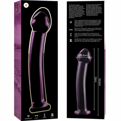 Gode 16 cm réaliste en verre rose – présentation produit et packaging