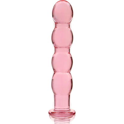 Godemichet en verre rose avec segments arrondis pour stimulation progressive – sextoy en verre body-safe non poreux
