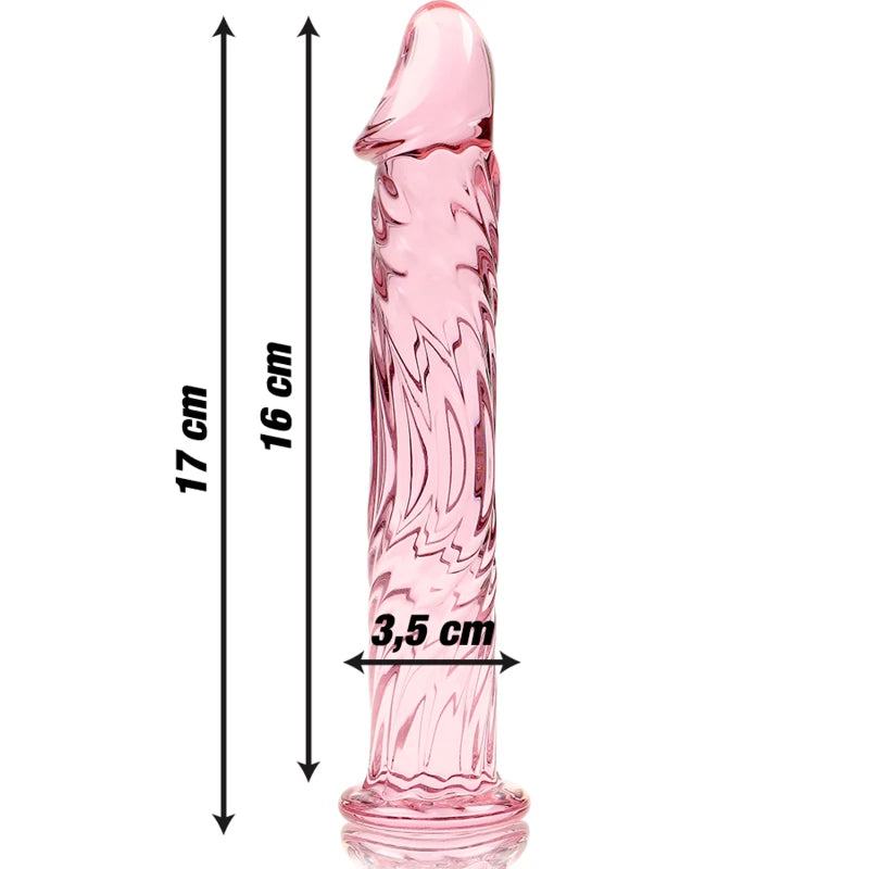Gode en verre thermique rose Nebula – vue latérale courbure stimulation point G