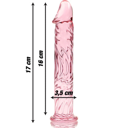 Gode en verre thermique rose Nebula – vue latérale courbure stimulation point G