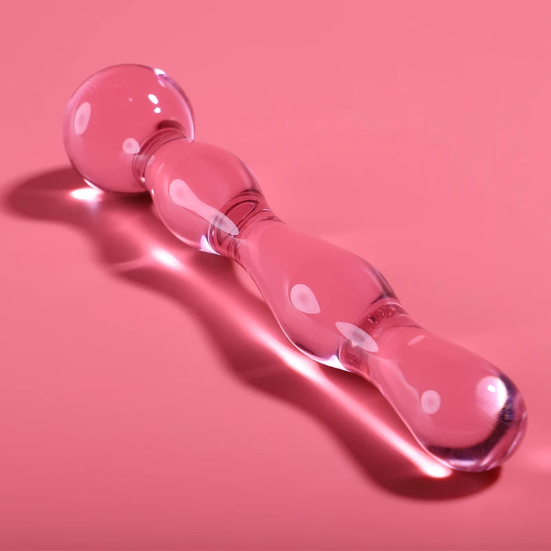 Petit plug en verre rose Nebula à bille, base large de sécurité