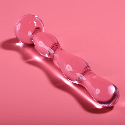 Petit plug en verre rose Nebula à bille, base large de sécurité