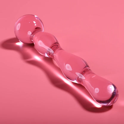 Petit plug en verre rose Nebula à bille, base large de sécurité