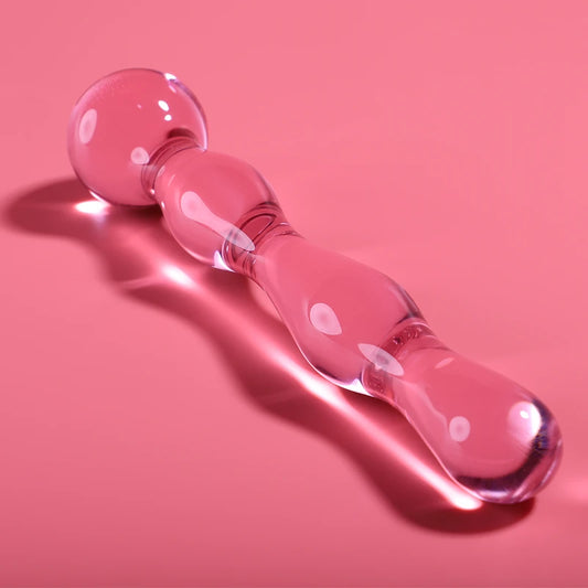 Petit plug en verre rose avec bille de Nebula 
