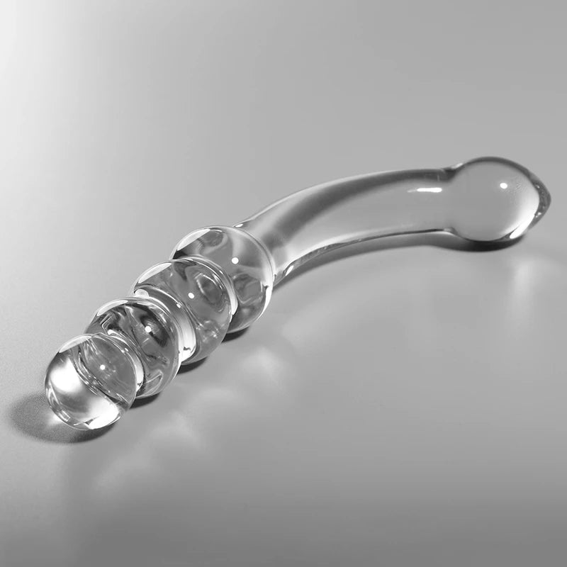 Gode en verre rose Nebula Ibiza – vue alternative courbé reliefs perlés body-safe hygiénique