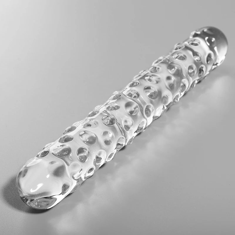 Double gode en verre Nebula – vue de profil dildo double en borosilicate hygiénique