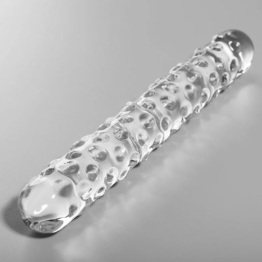 Double gode en verre Nebula – vue de profil dildo double en borosilicate hygiénique